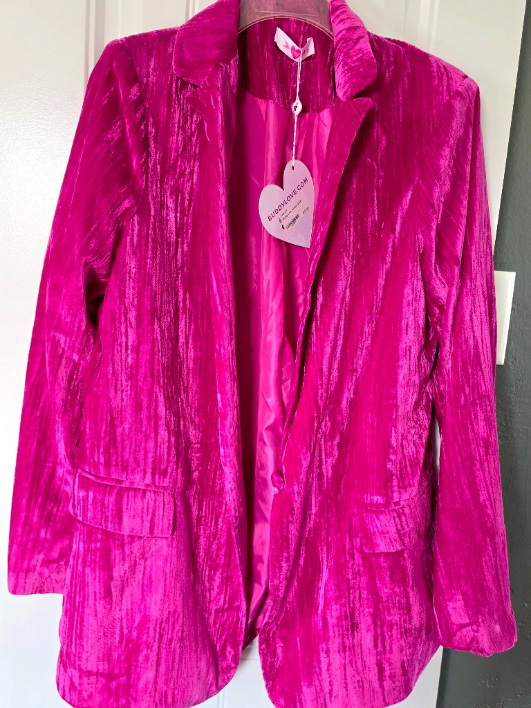 Buddy Love Hot Pink Velveteen Blazer